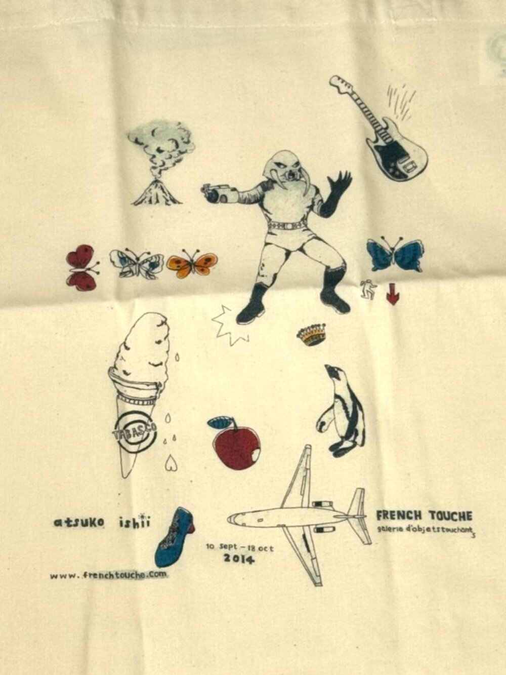 French Touche NWOT Canvas Tote Bag Atsuko Ishii 2014 Illustration Paris 15 x 16 - Picture 2 of 6